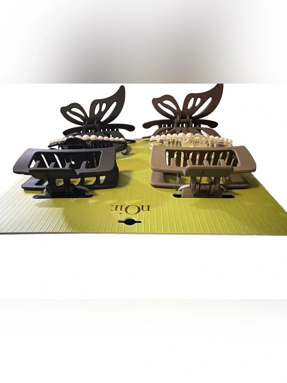 nOir Jewelry Set of 6 Neutral Hair Claw Set Black, Brown & Clear, NWT